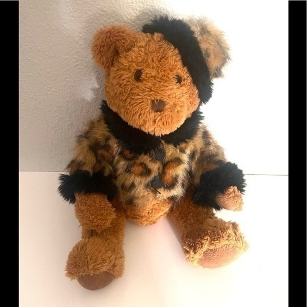 DAKIN A74 “LOLA” Leopard Coat Teddy Bear Plush 14" Stuffed Toy Lovey